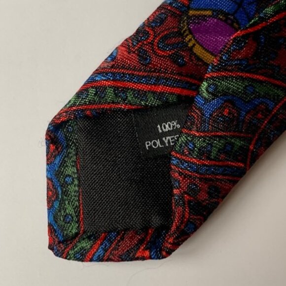 Vintage Disney Mickey & Minnie Mouse Necktie | Red Paisley Pattern - Picture 3 of 4